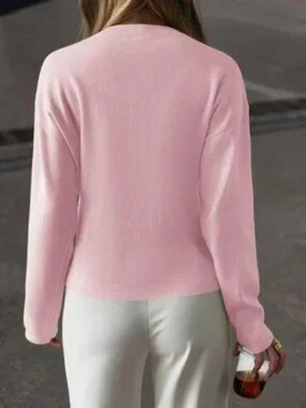 ZARA Pink Casual Women's Long Sleeve Button down sweater Cardigan